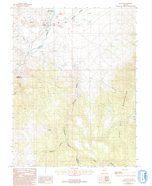 Classic USGS Dayton Nevada 7.5'x7.5' Topo Map Image