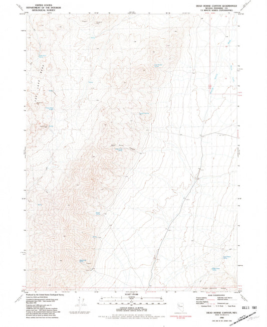 Classic USGS Dead Horse Canyon Nevada 7.5'x7.5' Topo Map Image