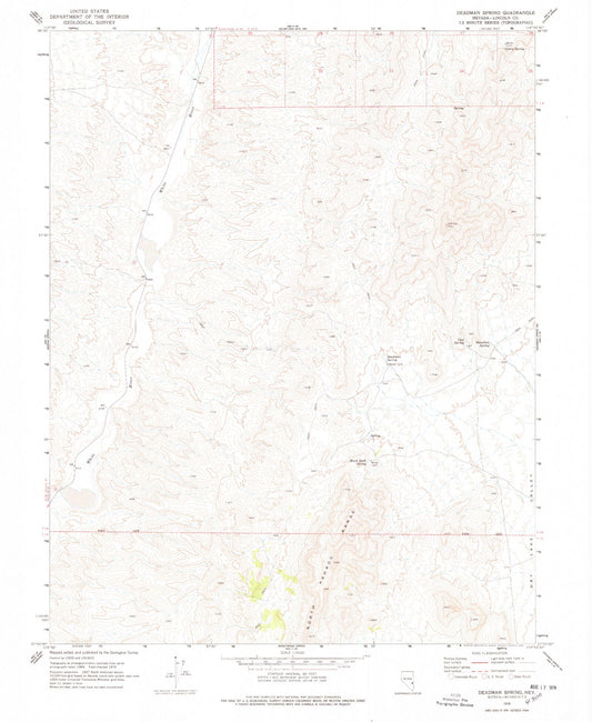 Classic USGS Deadman Spring Nevada 7.5'x7.5' Topo Map Image