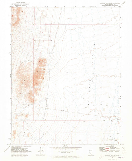 Classic USGS Deadman Spring NE Nevada 7.5'x7.5' Topo Map Image