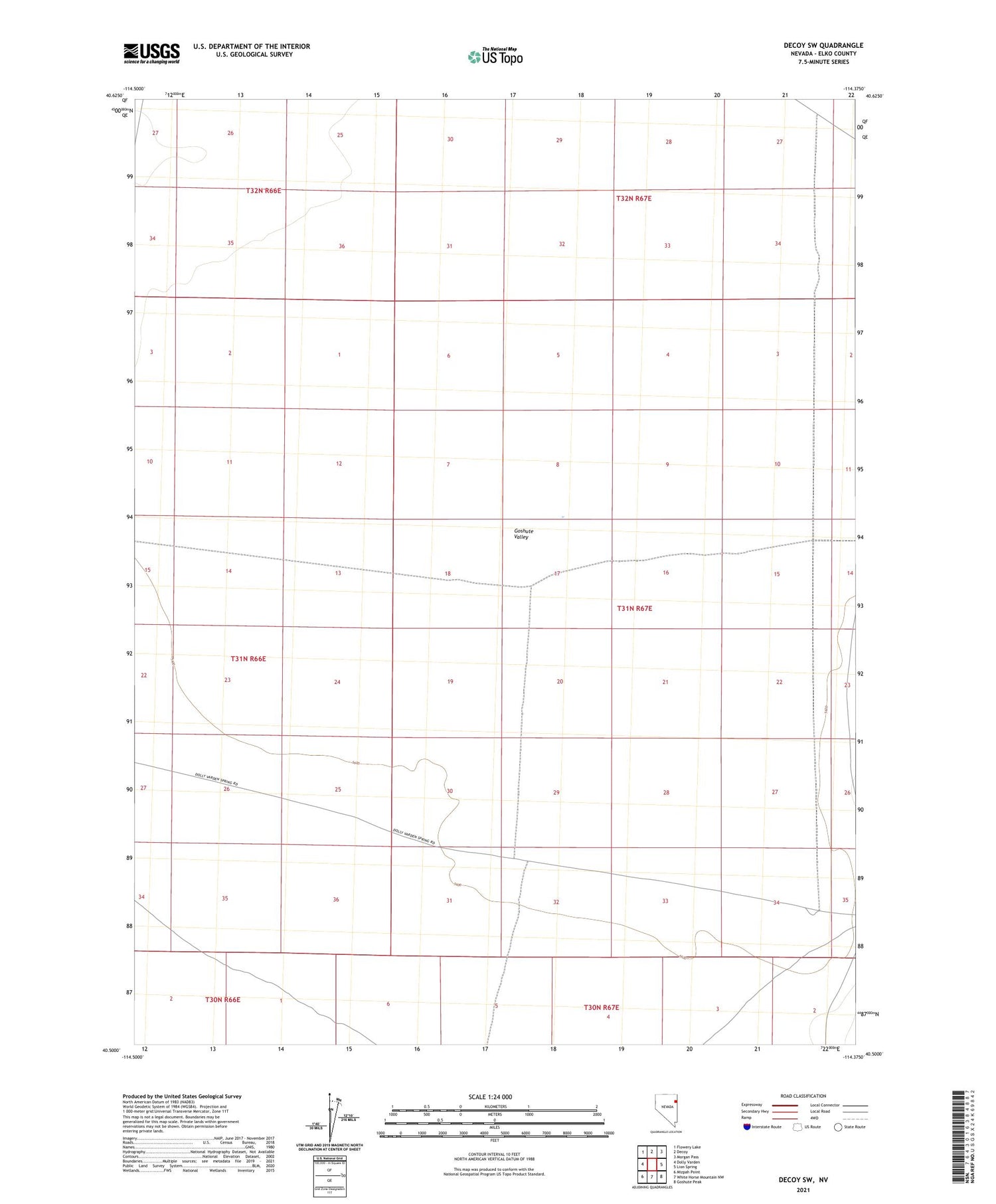 Decoy SW Nevada US Topo Map Image