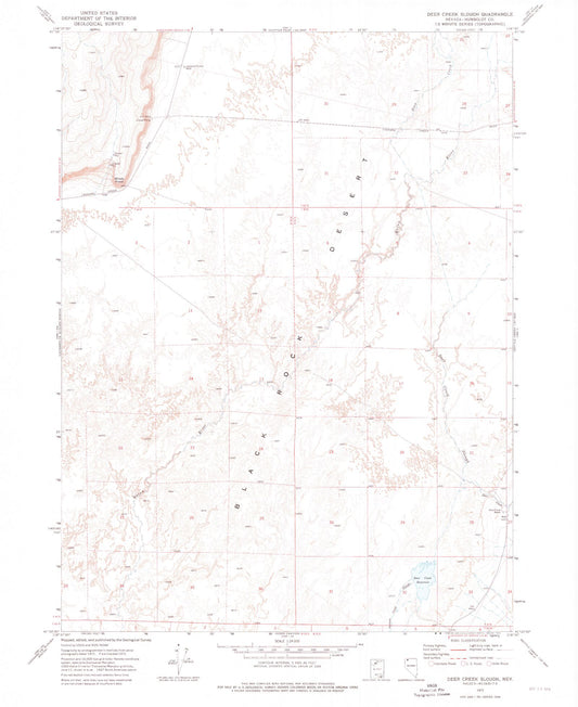 Classic USGS Deer Creek Slough Nevada 7.5'x7.5' Topo Map Image