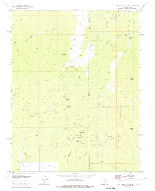 Classic USGS Deer Lodge Canyon Nevada 7.5'x7.5' Topo Map Image