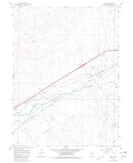 Classic USGS Deeth Nevada 7.5'x7.5' Topo Map Image