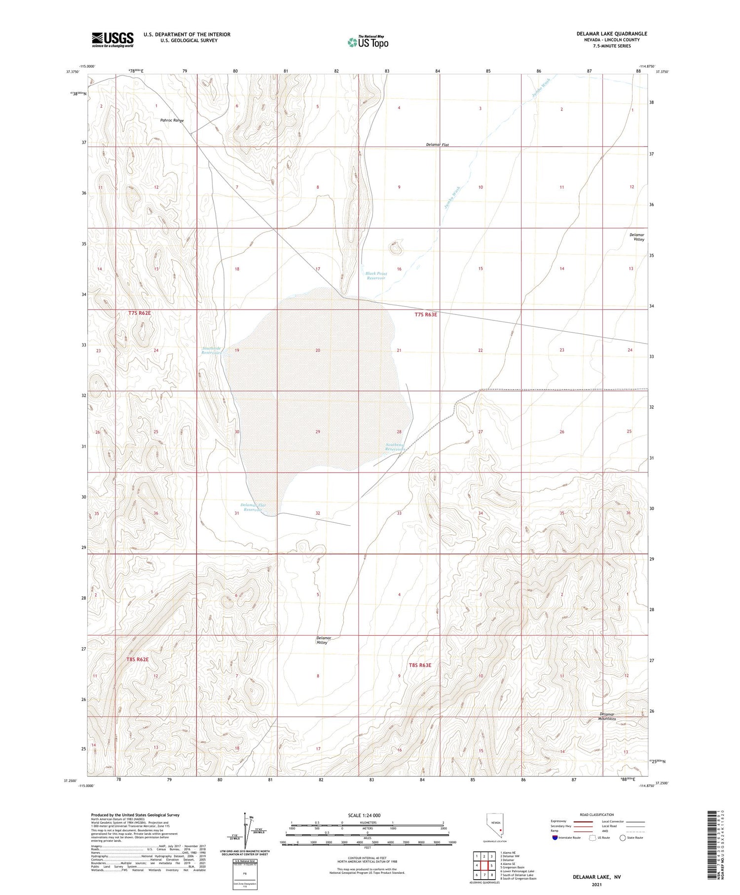 Delamar Lake Nevada US Topo Map Image