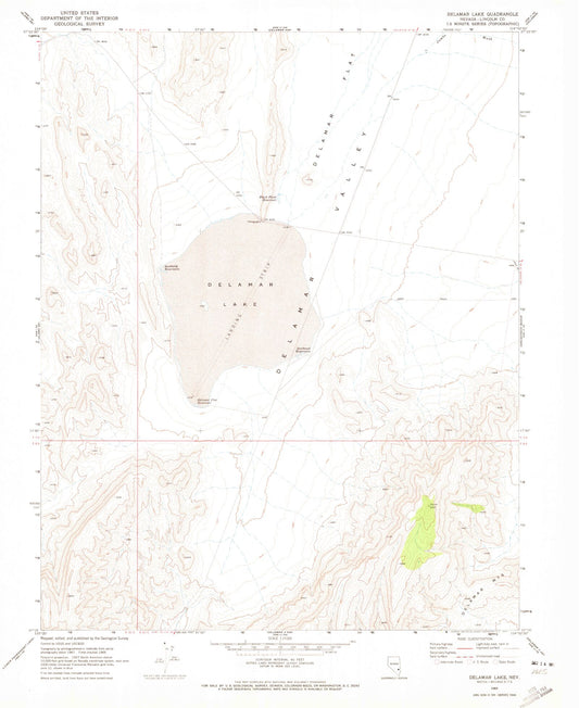 Classic USGS Delamar Lake Nevada 7.5'x7.5' Topo Map Image
