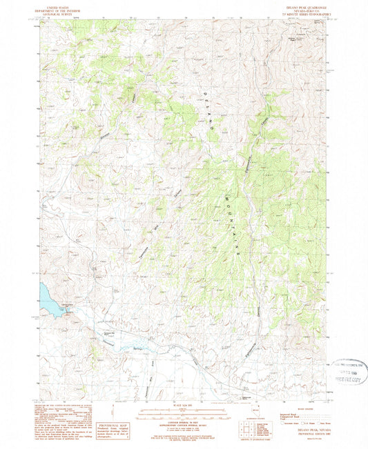 Classic USGS Delano Peak Nevada 7.5'x7.5' Topo Map Image