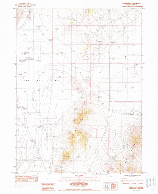 Classic USGS Delcer Buttes Nevada 7.5'x7.5' Topo Map Image