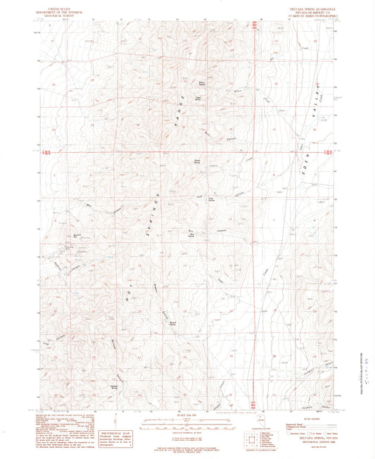 Classic USGS Delvada Spring Nevada 7.5'x7.5' Topo Map Image