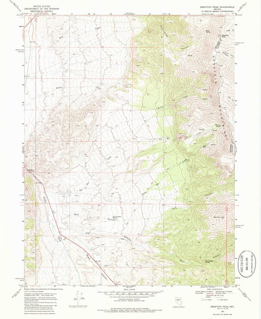 Classic USGS Desatoya Peak Nevada 7.5'x7.5' Topo Map Image