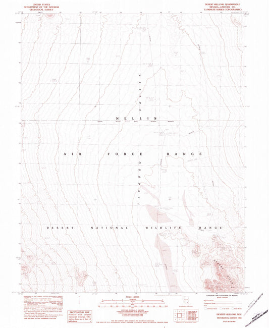 Classic USGS Desert Hills NW Nevada 7.5'x7.5' Topo Map Image
