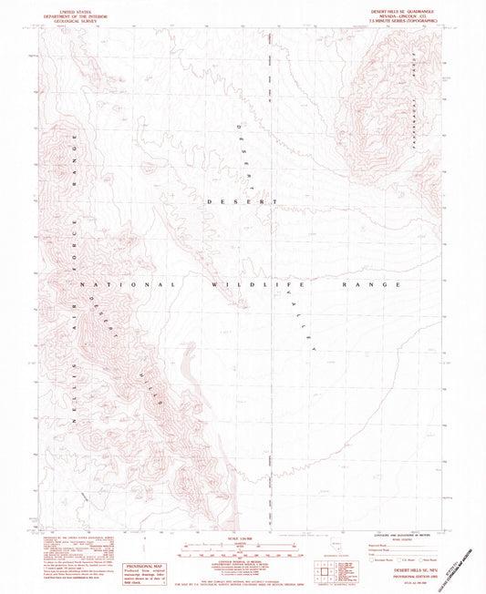 Classic USGS Desert Hills SE Nevada 7.5'x7.5' Topo Map Image