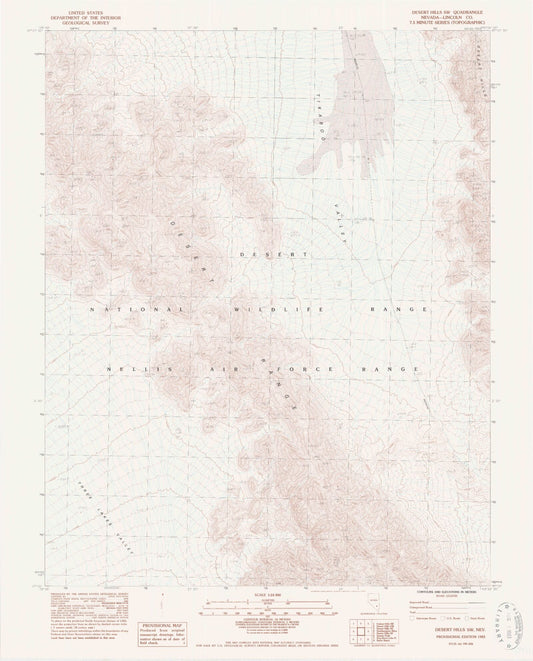 Classic USGS Desert Hills SW Nevada 7.5'x7.5' Topo Map Image