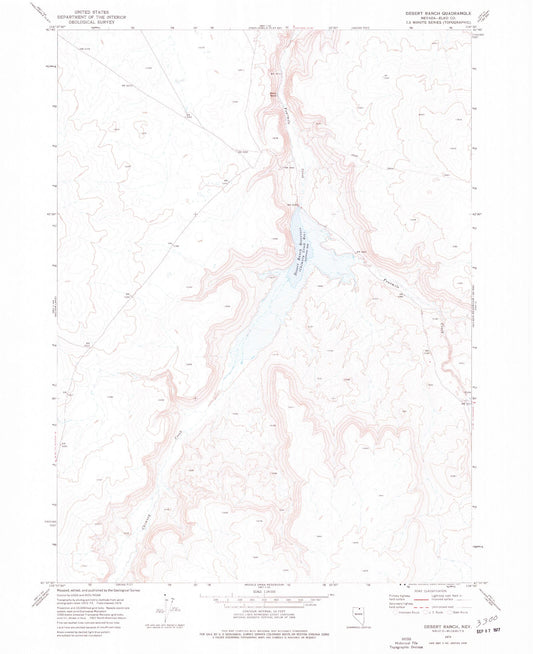 Classic USGS Desert Ranch Nevada 7.5'x7.5' Topo Map Image