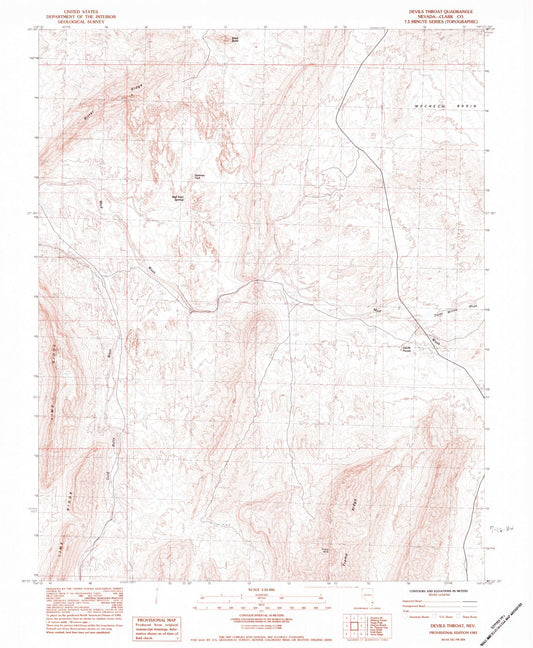 Classic USGS Devils Throat Nevada 7.5'x7.5' Topo Map Image