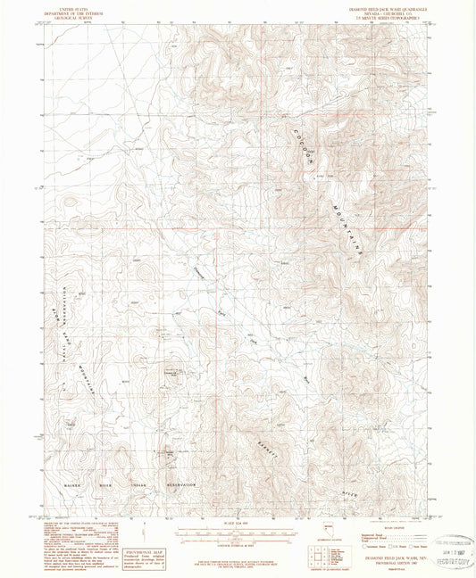Classic USGS Diamond Field Jack Wash Nevada 7.5'x7.5' Topo Map Image