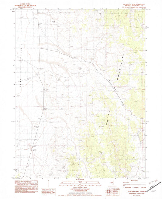 Classic USGS Dickenson Well Nevada 7.5'x7.5' Topo Map Image