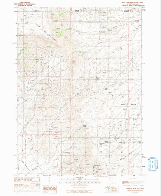Classic USGS Disaster Peak Nevada 7.5'x7.5' Topo Map Image