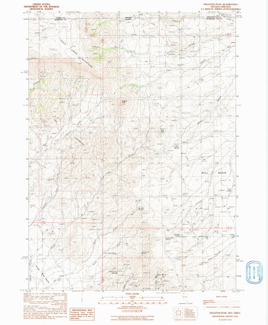 Classic USGS Disaster Peak Nevada 7.5'x7.5' Topo Map Image