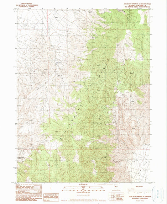 Classic USGS Dixie Hot Springs NE Nevada 7.5'x7.5' Topo Map Image