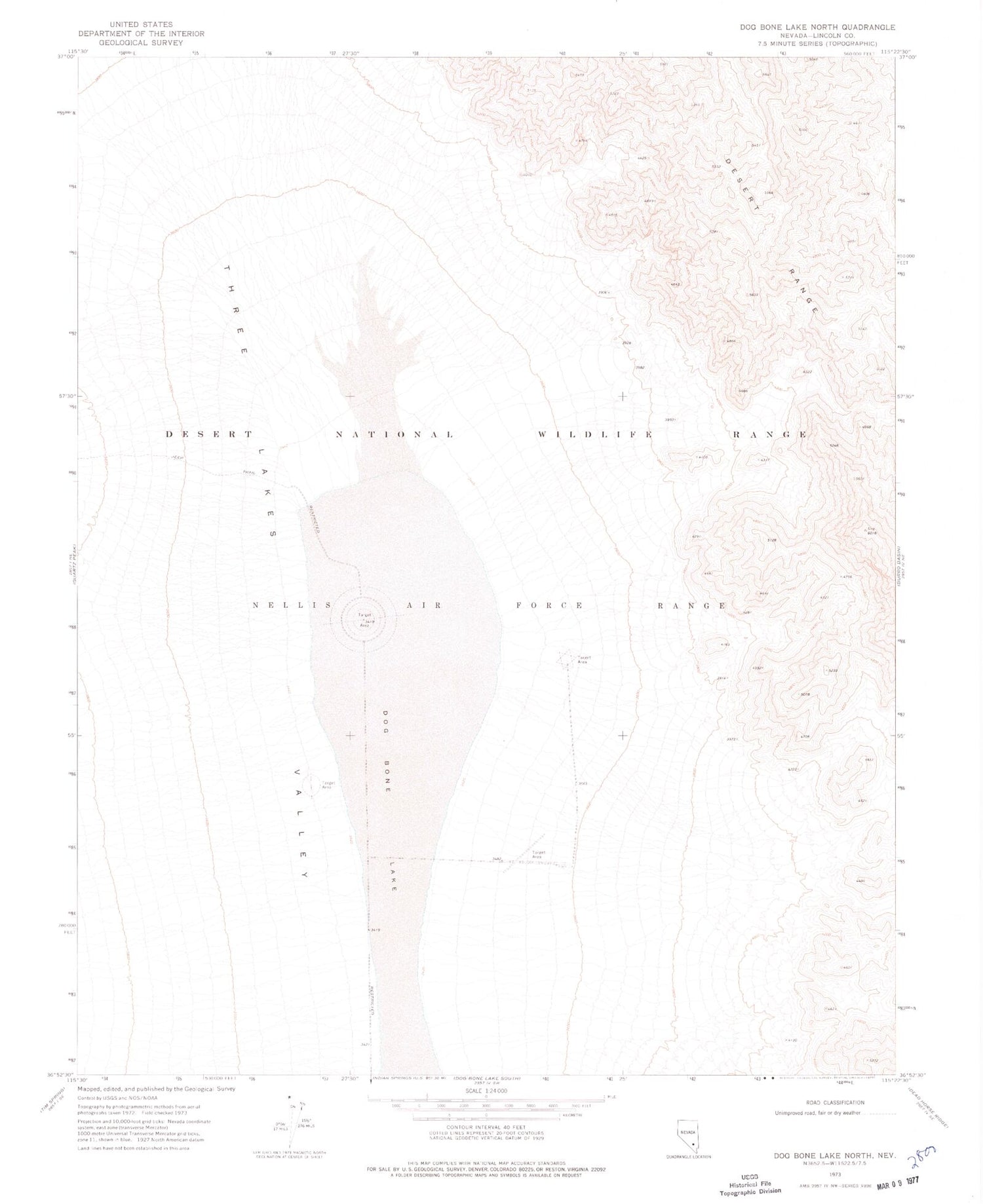 Classic USGS Dog Bone Lake North Nevada 7.5'x7.5' Topo Map Image
