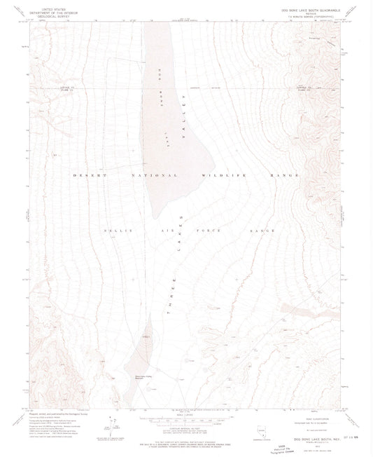 Classic USGS Dog Bone Lake South Nevada 7.5'x7.5' Topo Map Image