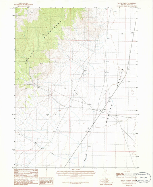 Classic USGS Dolly Varden Nevada 7.5'x7.5' Topo Map Image