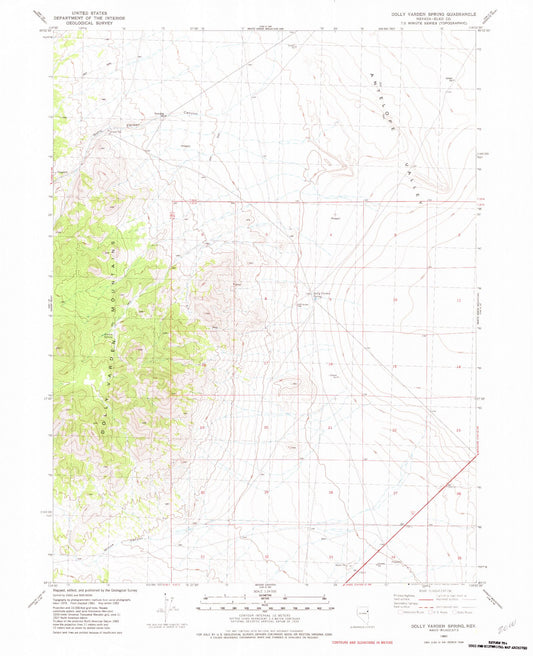 Classic USGS Dolly Varden Spring Nevada 7.5'x7.5' Topo Map Image
