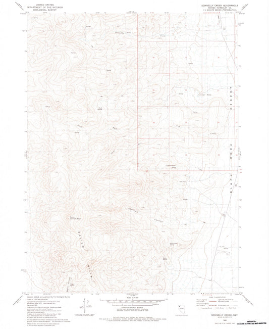 Classic USGS Donnelly Creek Nevada 7.5'x7.5' Topo Map Image