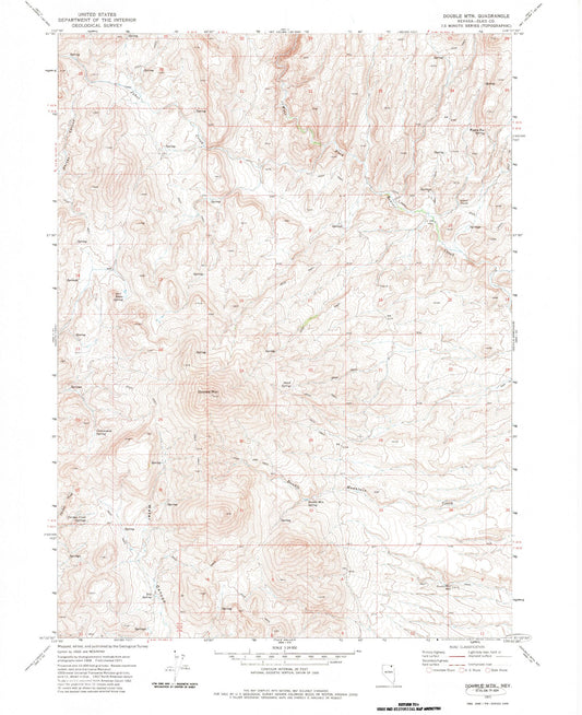 Classic USGS Double Mountain Nevada 7.5'x7.5' Topo Map Image