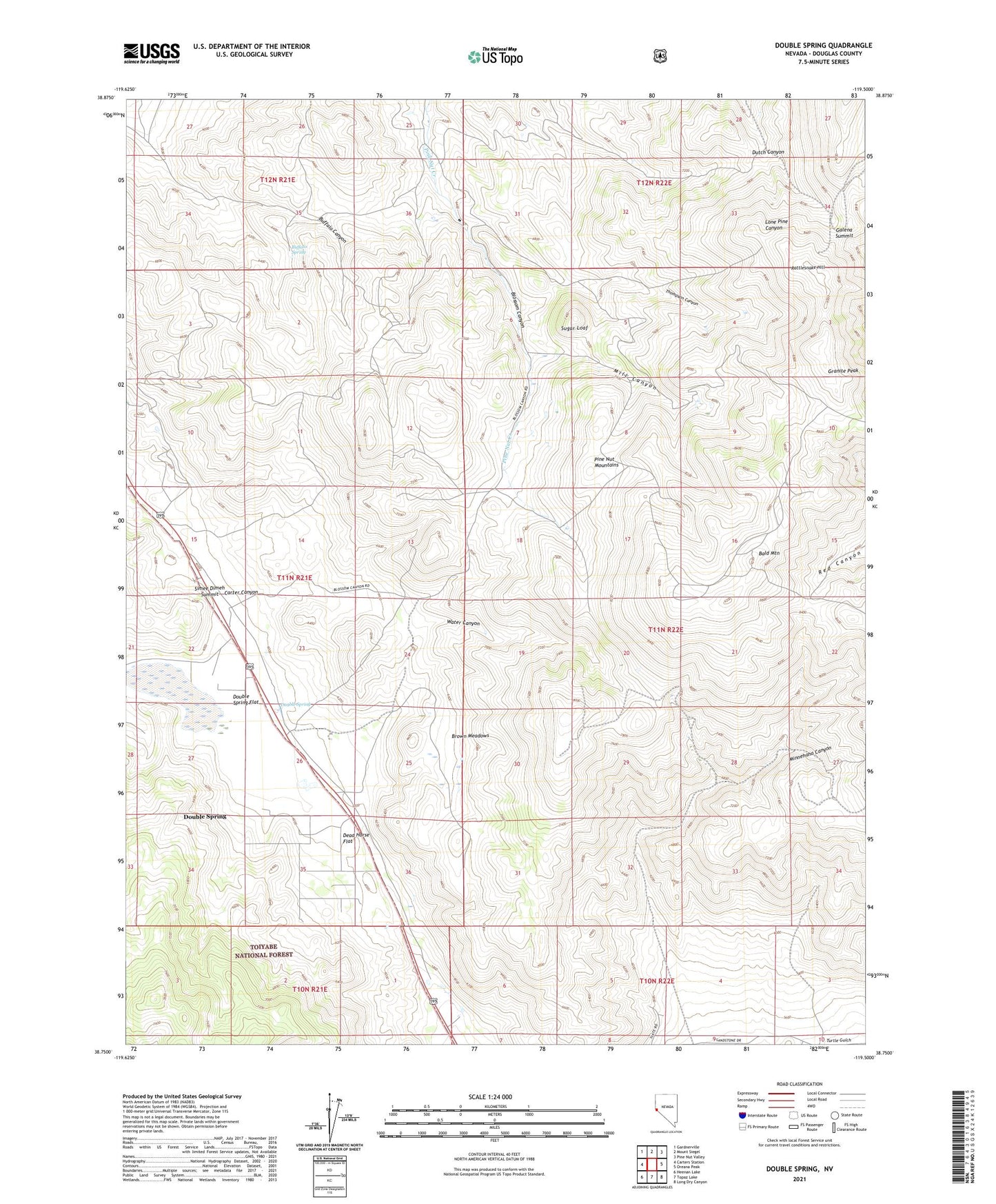 Double Spring Nevada US Topo Map Image