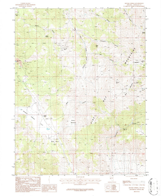 Classic USGS Double Spring Nevada 7.5'x7.5' Topo Map Image