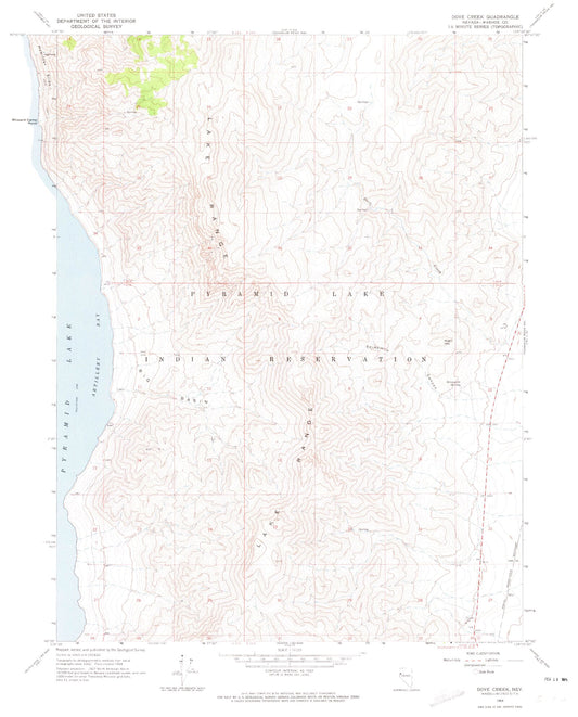Classic USGS Dove Creek Nevada 7.5'x7.5' Topo Map Image