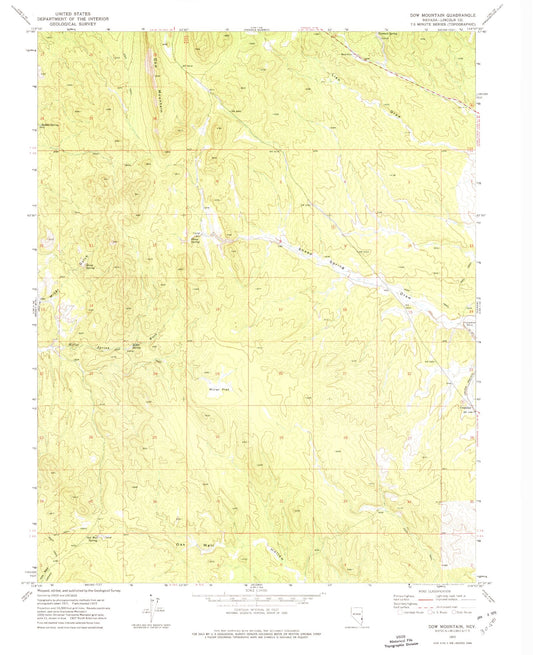 Classic USGS Dow Mountain Nevada 7.5'x7.5' Topo Map Image