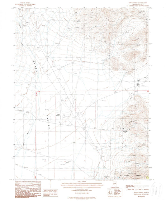 Classic USGS Downeyville Nevada 7.5'x7.5' Topo Map Image