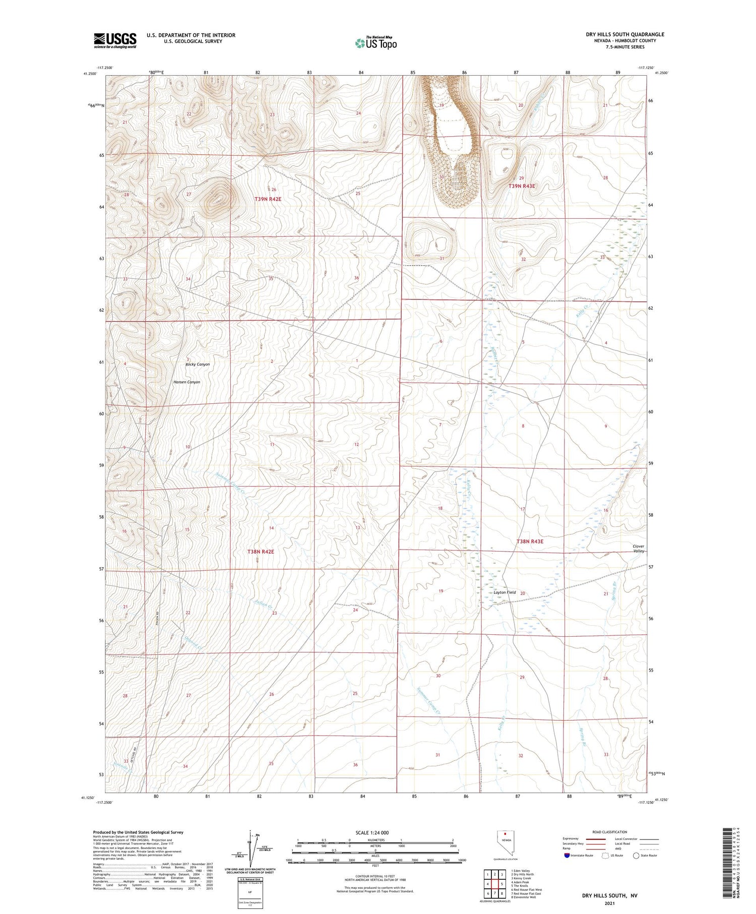 Dry Hills South Nevada US Topo Map Image
