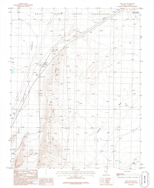 Classic USGS Dry Lake Nevada 7.5'x7.5' Topo Map Image