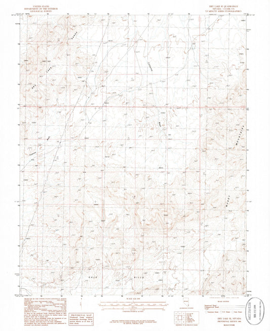 Classic USGS Dry Lake SE Nevada 7.5'x7.5' Topo Map Image