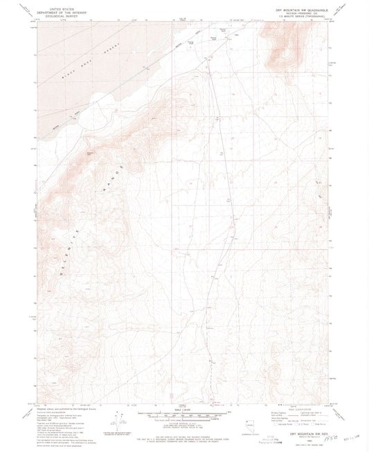 Classic USGS Dry Mountain NW Nevada 7.5'x7.5' Topo Map Image
