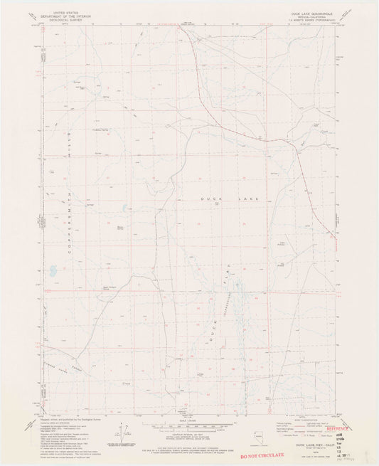 Classic USGS Duck Lake Nevada 7.5'x7.5' Topo Map Image