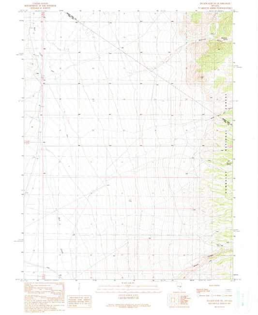 Classic USGS Duckwater NE Nevada 7.5'x7.5' Topo Map Image
