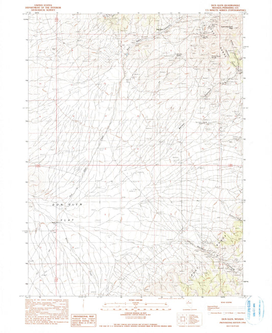 Classic USGS Dun Glen Nevada 7.5'x7.5' Topo Map Image