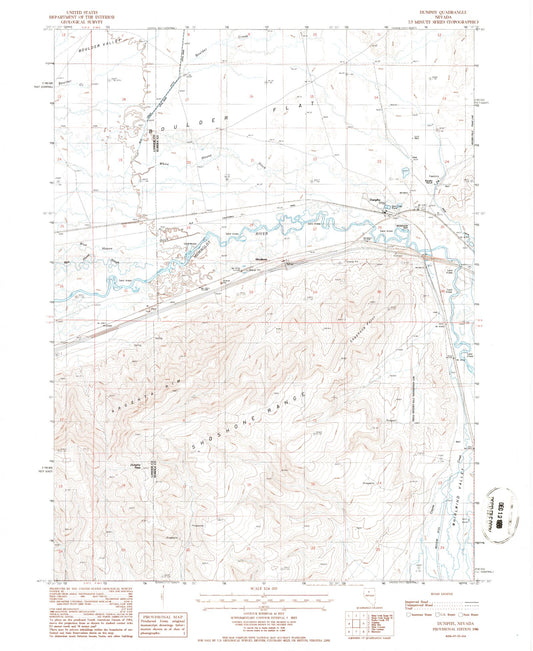 Classic USGS Dunphy Nevada 7.5'x7.5' Topo Map Image