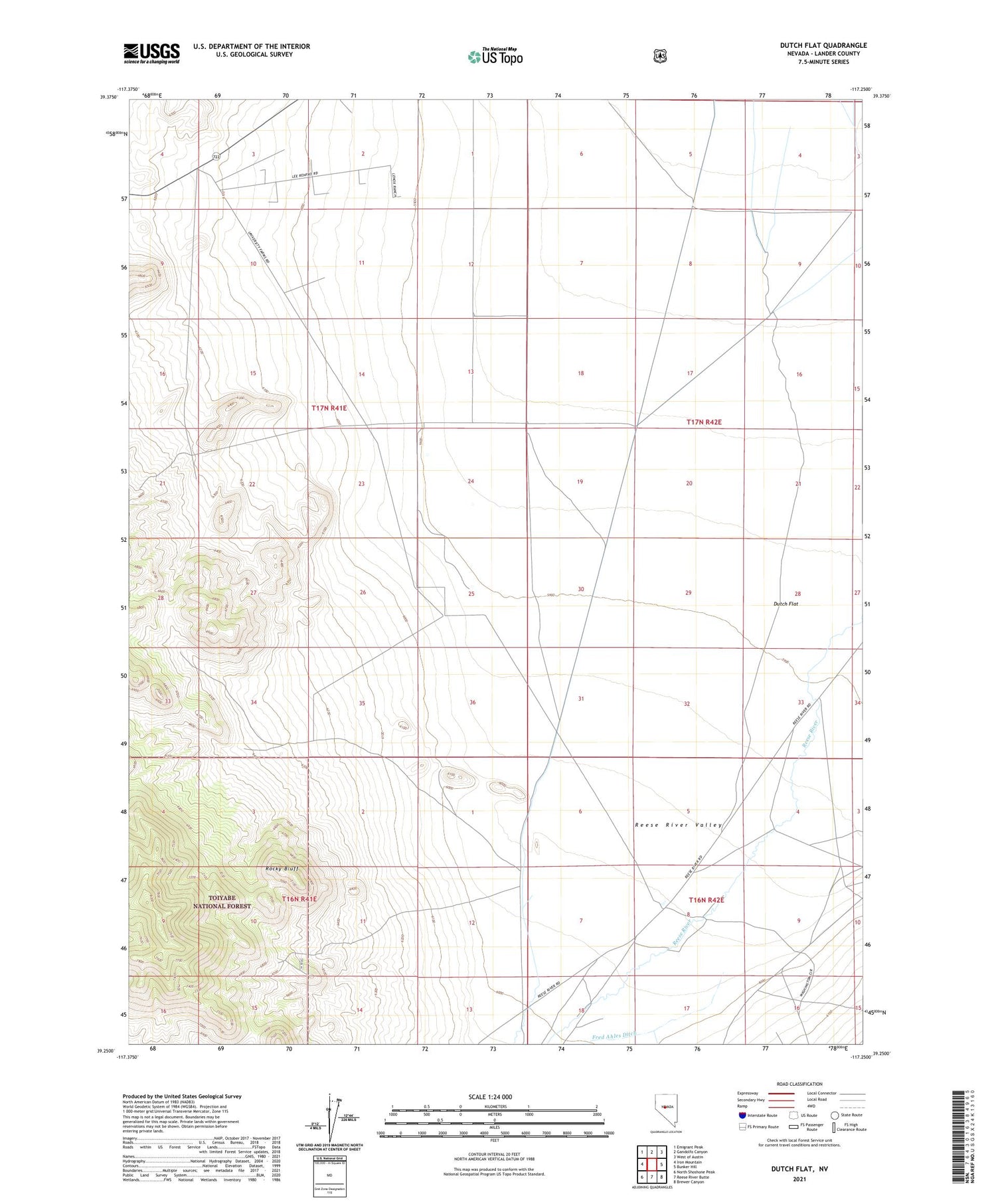 Dutch Flat Nevada US Topo Map Image