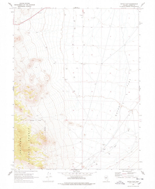 Classic USGS Dutch Flat Nevada 7.5'x7.5' Topo Map Image