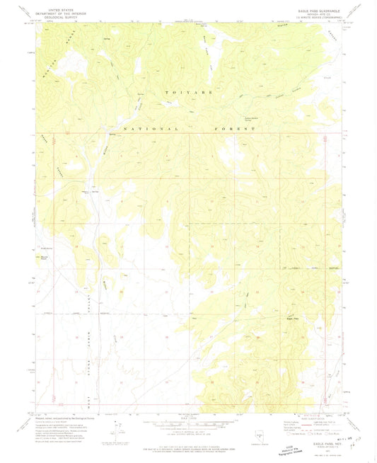 Classic USGS Eagle Pass Nevada 7.5'x7.5' Topo Map Image