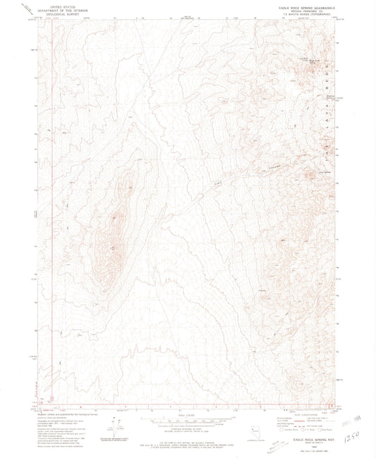 Classic USGS Eagle Rock Spring Nevada 7.5'x7.5' Topo Map Image