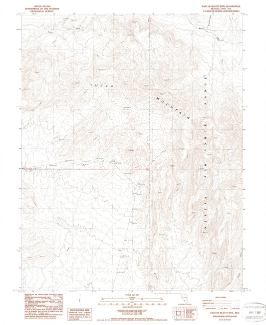 Classic USGS East of Beatty Mountain Nevada 7.5'x7.5' Topo Map Image