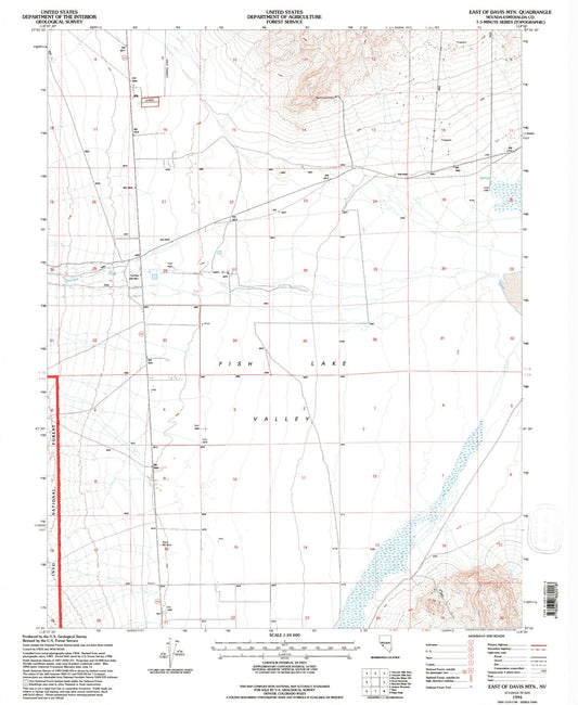 Classic USGS East of Davis Mountain Nevada 7.5'x7.5' Topo Map Image