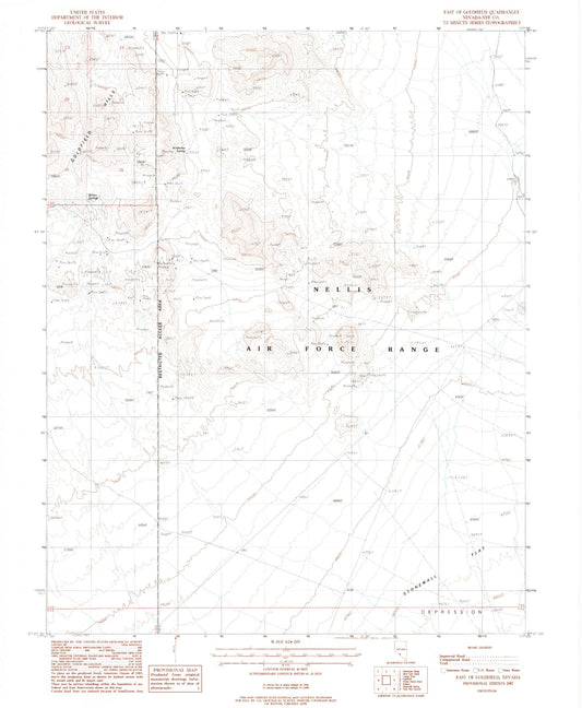 Classic USGS East of Goldfield Nevada 7.5'x7.5' Topo Map Image